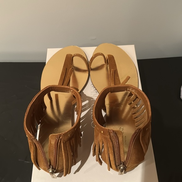 JIMMY CHOO LIKE NEW URIEL FRINGED ANKLE FLATS IN TAN SUEDE SIZE 38 - Picture 9 of 12